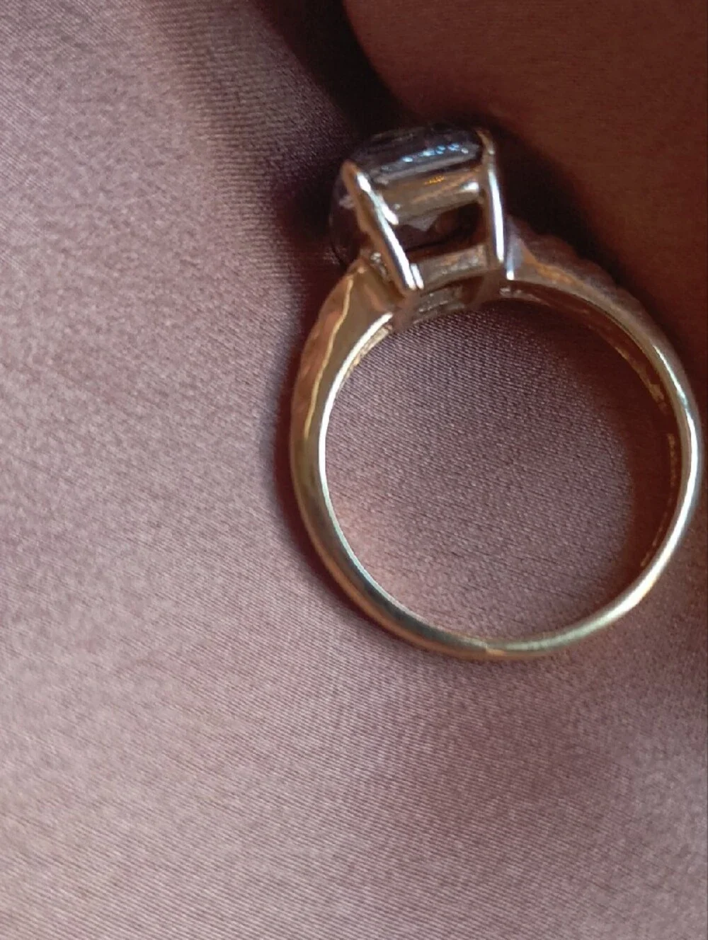 Gold-Tone Ring with Iridescent Square Crystal - Women Jewelry